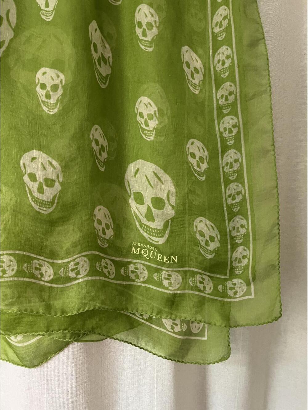 VINTAGE ALEXANDER MCQUEEN SKULL SCARF GREEN